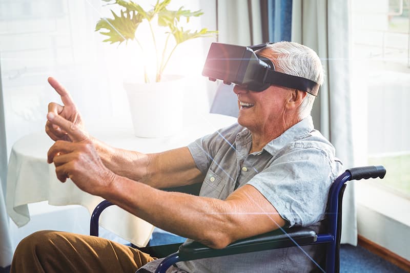 VR headset in use during a study session